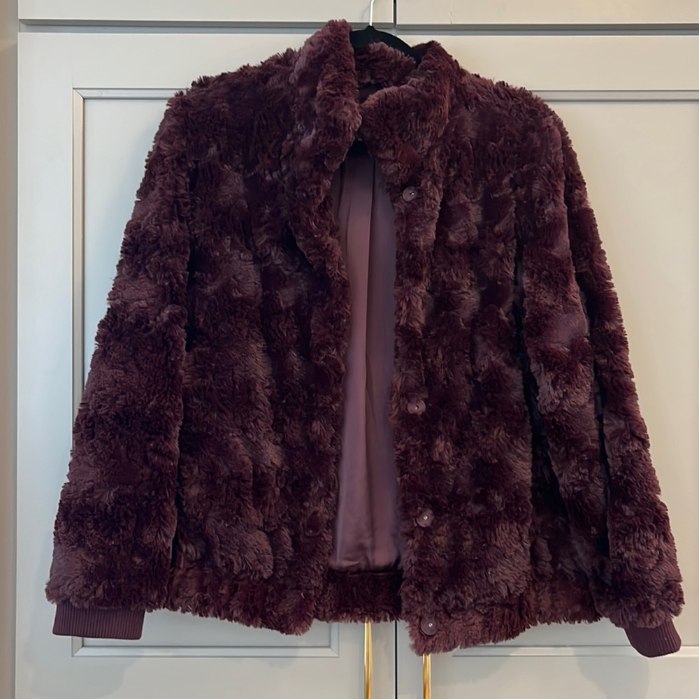 Sanctuary Maroon Faux Fur Jacket